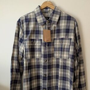 APC Mens Medium Surchemise Bastian Purple and Gray Plaid Button Up Shirt